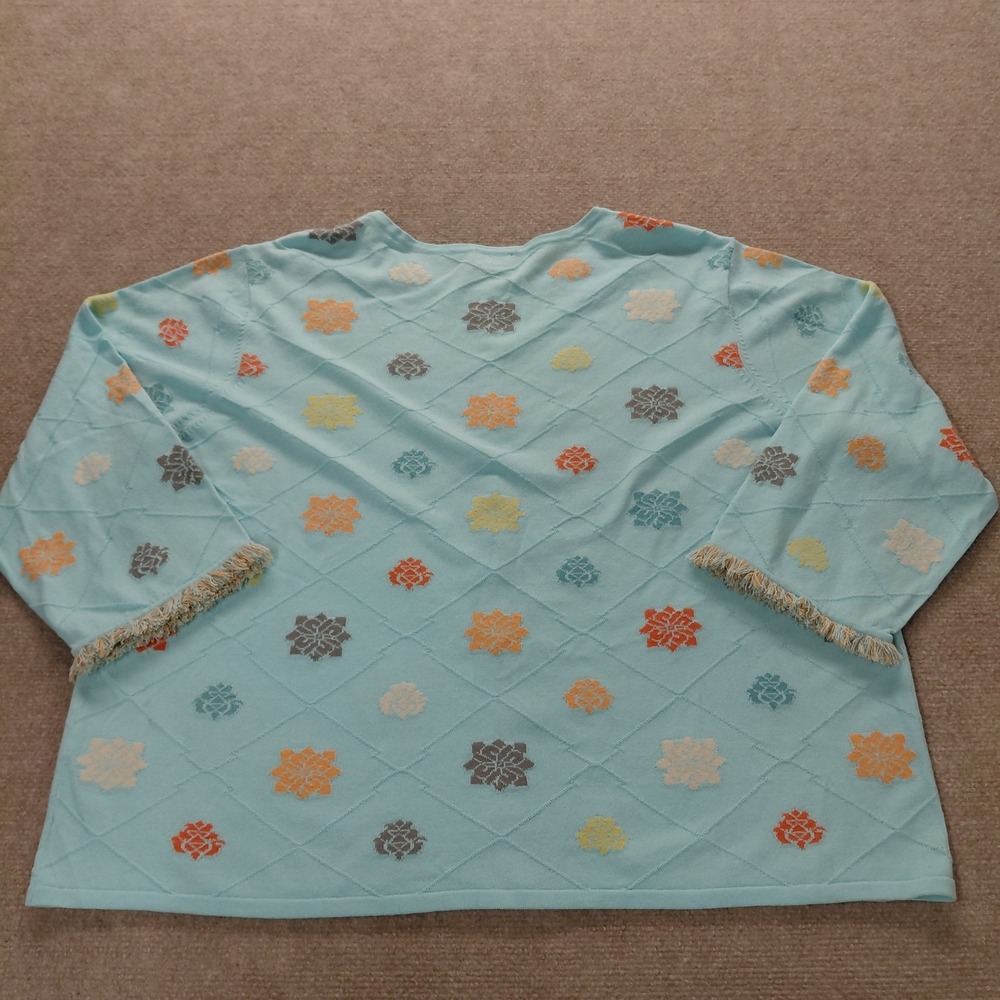 Sigrid Olsen Sport Floral Cardigan Boho Hippie Size 2X Light Blue Lightweight - Picture 5 of 8